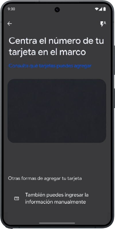Pantalla para escanear la tarjeta