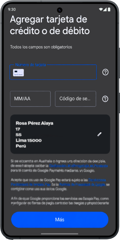 Formulario para agregar una tarjeta