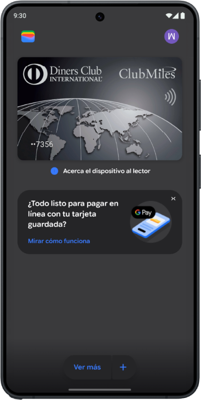 Tarjeta Diners Club lista para pagar con Google Pay